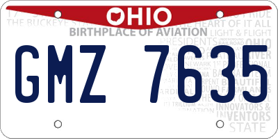 OH license plate GMZ7635