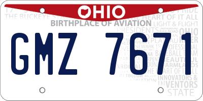 OH license plate GMZ7671