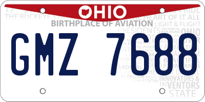 OH license plate GMZ7688