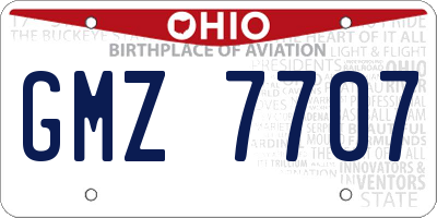 OH license plate GMZ7707