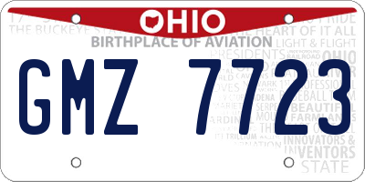 OH license plate GMZ7723