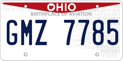 OH license plate GMZ7785