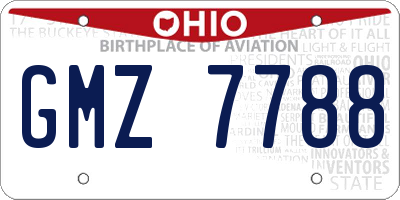 OH license plate GMZ7788