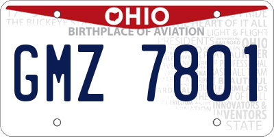 OH license plate GMZ7801