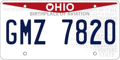 OH license plate GMZ7820
