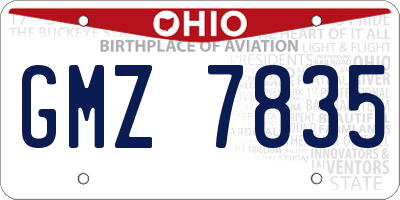 OH license plate GMZ7835