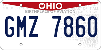 OH license plate GMZ7860