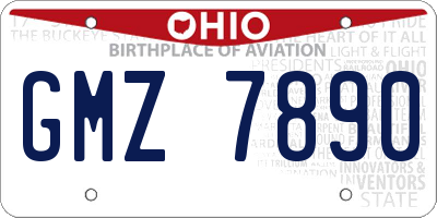 OH license plate GMZ7890