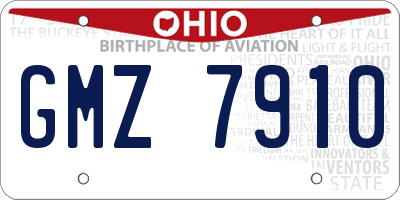 OH license plate GMZ7910