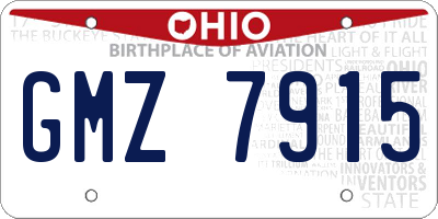 OH license plate GMZ7915