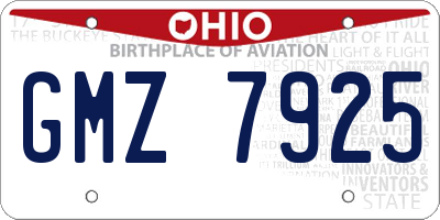 OH license plate GMZ7925