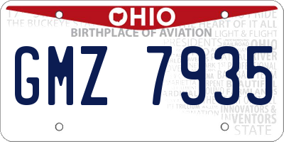 OH license plate GMZ7935