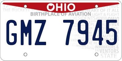 OH license plate GMZ7945
