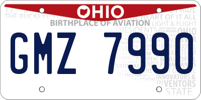 OH license plate GMZ7990