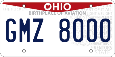 OH license plate GMZ8000