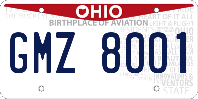 OH license plate GMZ8001