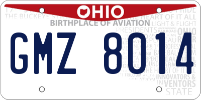 OH license plate GMZ8014