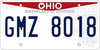 OH license plate GMZ8018