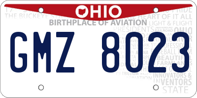 OH license plate GMZ8023
