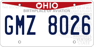 OH license plate GMZ8026