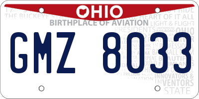 OH license plate GMZ8033