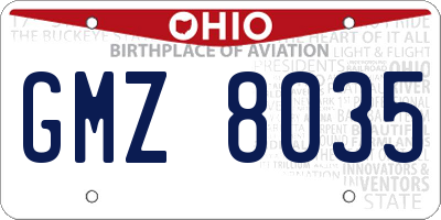 OH license plate GMZ8035