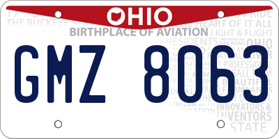 OH license plate GMZ8063