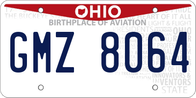 OH license plate GMZ8064
