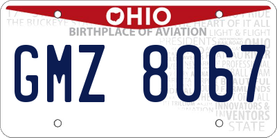 OH license plate GMZ8067
