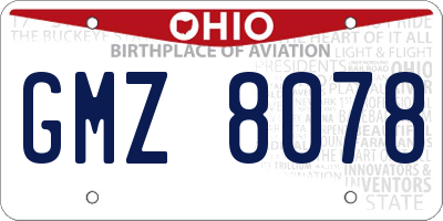 OH license plate GMZ8078