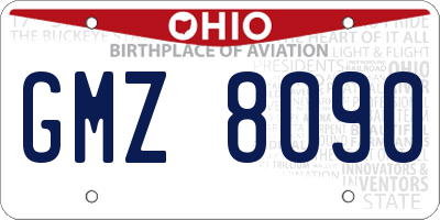 OH license plate GMZ8090