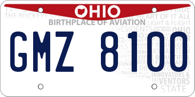 OH license plate GMZ8100