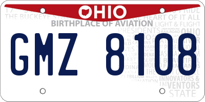 OH license plate GMZ8108
