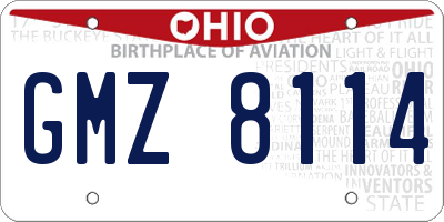 OH license plate GMZ8114