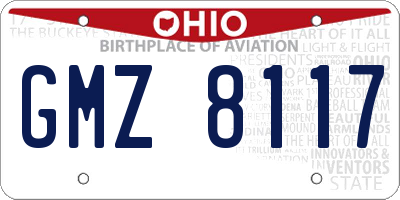 OH license plate GMZ8117
