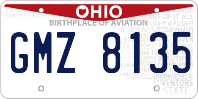OH license plate GMZ8135