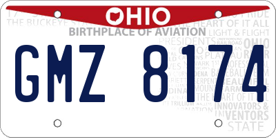 OH license plate GMZ8174