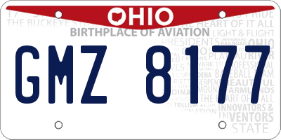 OH license plate GMZ8177