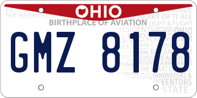 OH license plate GMZ8178