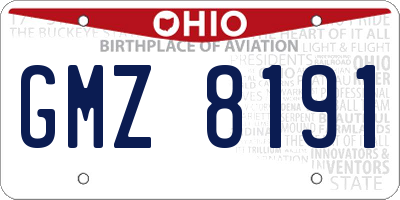 OH license plate GMZ8191