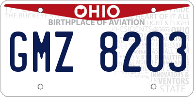 OH license plate GMZ8203