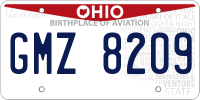 OH license plate GMZ8209
