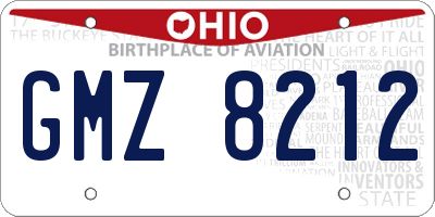 OH license plate GMZ8212