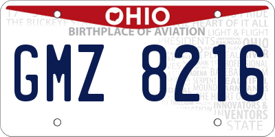 OH license plate GMZ8216