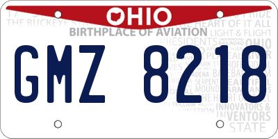 OH license plate GMZ8218