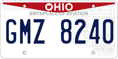 OH license plate GMZ8240