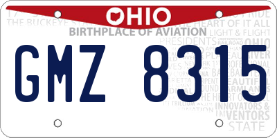 OH license plate GMZ8315