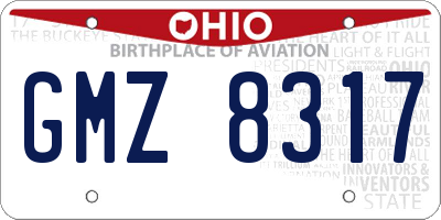 OH license plate GMZ8317