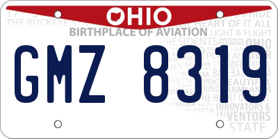 OH license plate GMZ8319