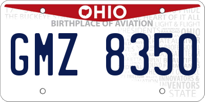 OH license plate GMZ8350